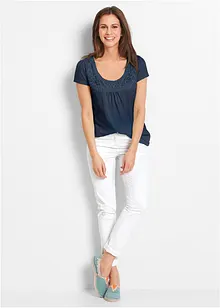 T-shirt coton et dentelle, manches courtes, bonprix