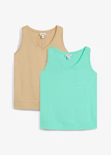 Lot de 2 débardeurs 100% coton, bonprix