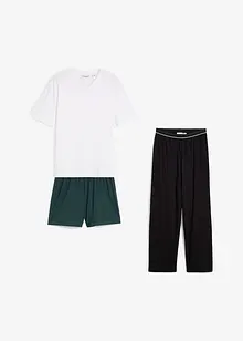 T-shirt et 2 bas de pyjama 100% coton (ens. 3 pces), bonprix