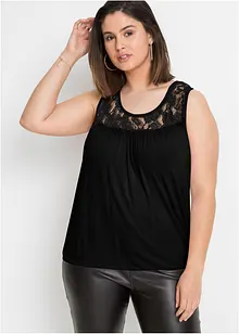 Top en viscose extensible avec dentelle, bonprix