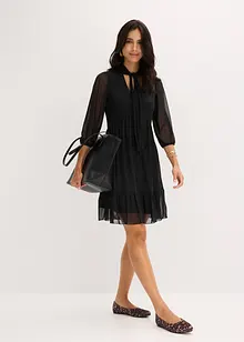 Robe en jersey mesh à col lavallière, bonprix