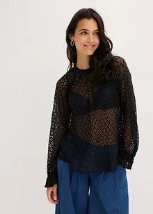 T-shirt en dentelle à volants, bonprix