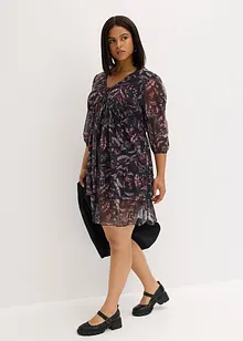 Robe en jersey et mesh à volants, bonprix