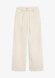 Pantalon large en velours côtelé avec ceinture à nouer, bonprix