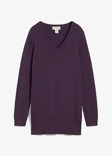 Pull long basique à col V, bonprix