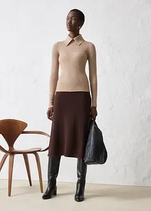 Pull côtelé en laine mérinos, bonprix