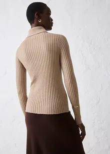 Pull côtelé en laine mérinos, bonprix