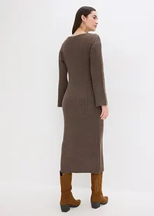 Robe pull longue avec fente, bonprix