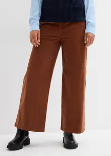 Pantalon en velours côtelé, taille haute élastiquée, bonprix