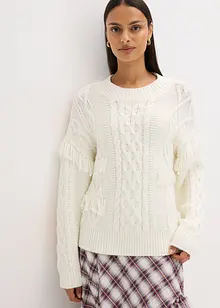 Pull oversize à franges, bonprix