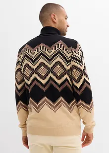 Pull col roulé doux à motif ikat, bonprix