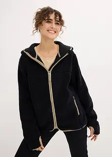 Veste Polaire Femme Longue à Capuche – Manteau Teddy Doux, Fermeture Zip, Poches – Chaud Et Confortable Pour L’hiver