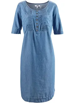 Robe en coton jean longueur genou, demi-manches, bonprix