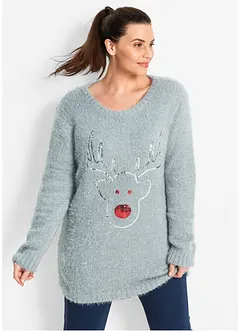 Pull de Noël renne à sequins, bonprix