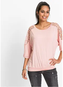 T-shirt oversize avec dentelle, bonprix