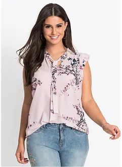 Blouse imprimée sans manches à lavallière, bonprix