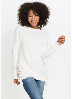 Pull en coton à laçage, oversize, bonprix