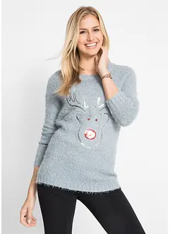 Pull de Noël renne à sequins, bonprix