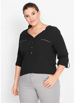 Blouse en viscose col V, manches longues, bonprix