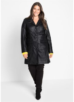 Manteau synthétique imitation cuir avec revers, cintré, bpc bonprix collection