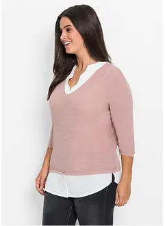 Pull à empiècement chemisier, bonprix