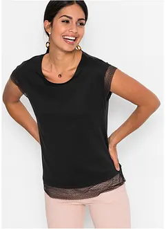 T-shirt boxy à dentelle, bonprix