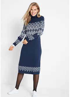 Robe midi en maille motif norvégien, bonprix