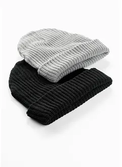 Lot de 2 bonnets en maille, bonprix