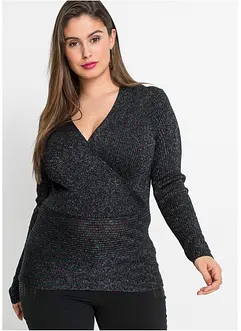 Pull côtelé avec lurex, bonprix