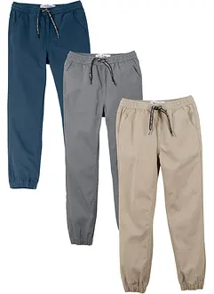 Lot de 3 pantalons à taille élastique, Regular Fit, bonprix
