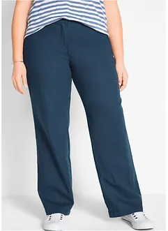 Pantalon en lin majoritaire avec taille confortable, Loose Fit, bonprix