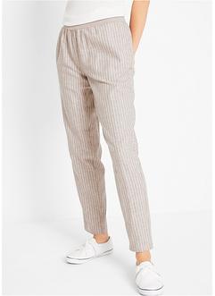 pantalon lin gris femme