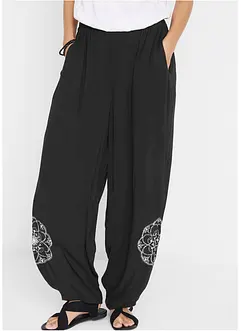 Pantalon extra large à imprimé latéral avec taille confortable, bonprix