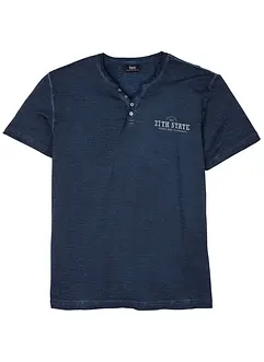 T-shirt col Henley, manches courtes et aspect délavé, bonprix