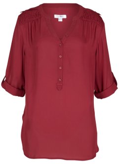 Tunique-blouse en georgette avec col V, manches longues, bpc bonprix collection