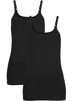 Lot de 2 tops longs coton bretelles spaghetti, bonprix