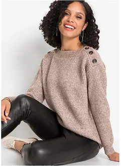 Pull oversize à boutons, bonprix