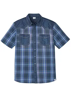 Chemise manches courtes avec empiècement en jean, bonprix