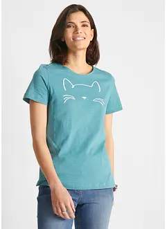 T-shirt manches courtes avec imprimé chat, bonprix