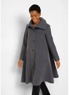 Manteau trapèze en imitation laine avec large col montant, bonprix