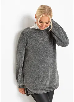 Pull long en maille chenille, bonprix