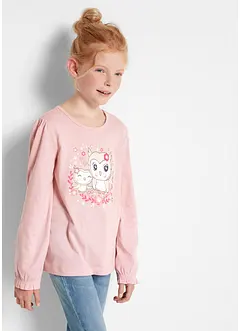 Lot de 2 T-shirts manches longues fille en coton, bonprix