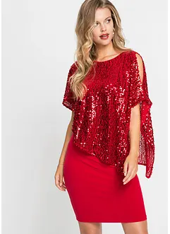 Robe à sequins avec haut effet cape, bonprix