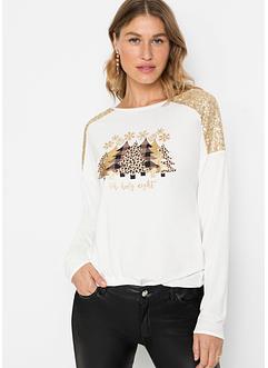 T-shirt oversize avec motif de Noël et jolies paillettes, BODYFLIRT boutique