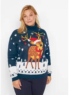 Pull de Noël en maille fine à col roulé, bonprix