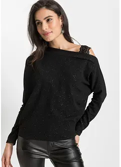 T-shirt une épaule avec effet brillant, bonprix