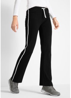 Pantalon Femme Long Coton Sport avec Bande Blanche pour Fitness Jogging Gym Yoga Pantalon Pyjama d'intérieur Long Casual Ample Extensible Confortable 