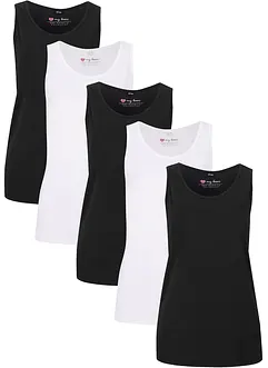 Lot de 5 longs débardeurs coton, bonprix