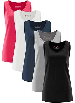 Lot de 5 débardeurs longs 100% coton, bonprix