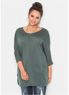 Pull long et ample en maille manches 3/4, bonprix